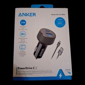 Anker Black Dual-Port Car Charger for Cell Phones